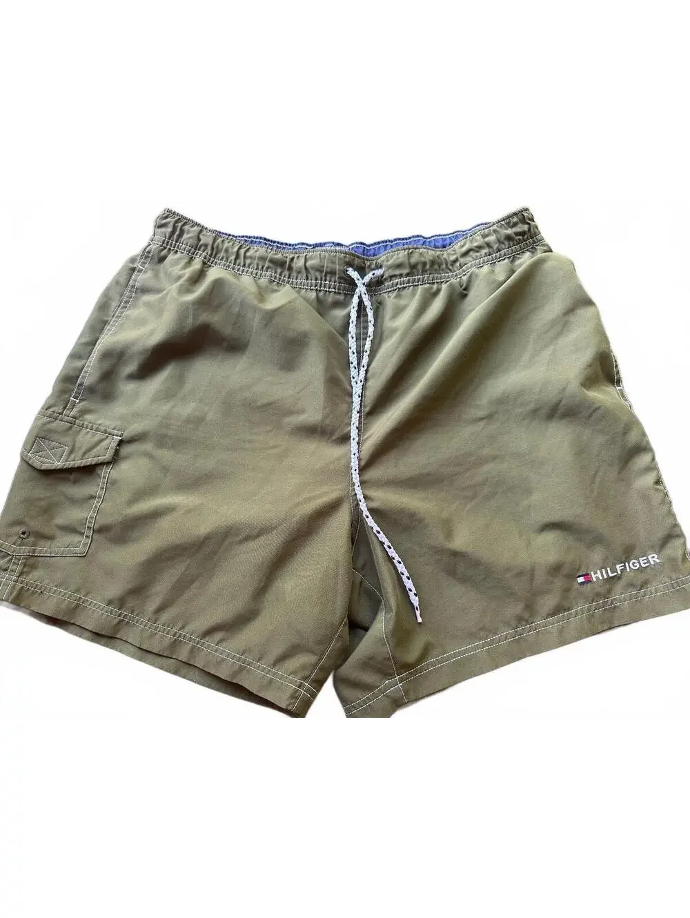 Tommy Hilfiger Olive Swim Trunks L 34 Elastic Waist
